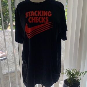 Nike Black Tee with Red Stacking Checks Graphic